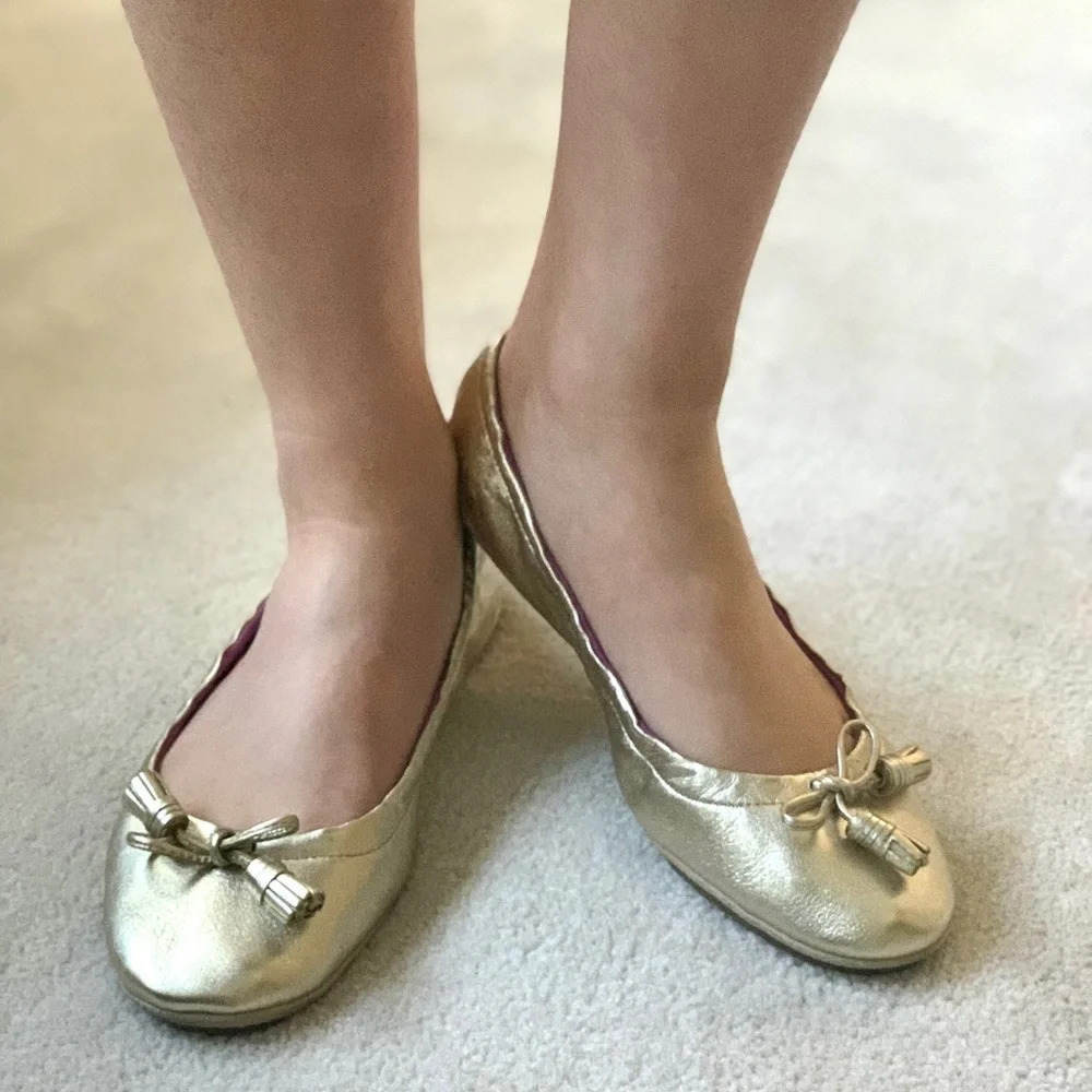 COLE HAAN Ballet Flats Bow tie detailed gold size 6.5